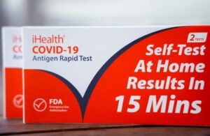 Free COVID-19 test kits distributed to DC residents in Washington are seen in this illustration