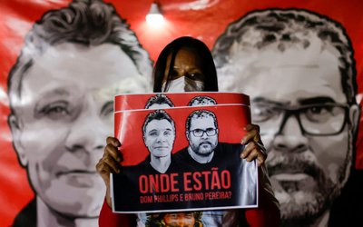 Protest against Brazilian President Bolsonaro's government, Brazil's National Indian Foundation (FUNAI)'s President Marcelo Augusto Xavier da Silva and for the search for Dom Phillips and Bruno Pereira, in Brasilia