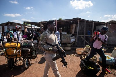 FILE PHOTO: Jimmy "Barbecue" Cherizier gives press tour in Port-au-Prince