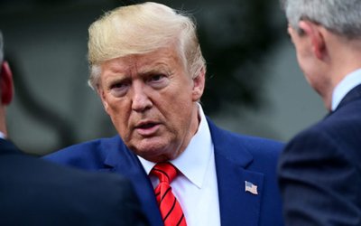 U.S. President Donald Trump meets with sheriffs from across the country on the South Lawn of the White House in Washington