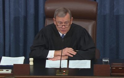 U.S. Chief Justice John Roberts presides during Trump impeachment trial at the U.S. Capitol in Washington