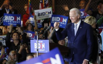 Supporters of Democratic U.S. presidential candidate and former Vice President Joe Biden at his Super Tuesday night rally in Los Angeles, California, U.S.