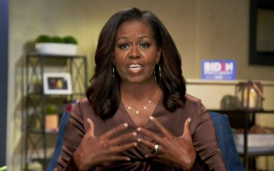 Former first lady Michelle Obama addresses the all virtual 2020 Democratic Convention hosted from Milwaukee, Wisconsin