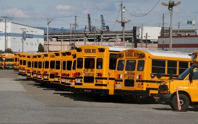 FILE PHOTO: First Student school buses parked in San Francisco
