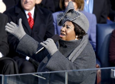 Singer Aretha Franklin performs during the inauguration cere