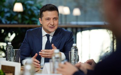 Ukraine's President Volodymyr Zelenskiy holds a press marathon in Kyiv