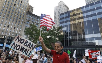 People protest against U.S. President Donald Trump's immigration policies in New York City