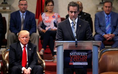 Trump appears with Cohen during campaign stop at the New Spirit Revival Center church in Cleveland Heights, Ohio