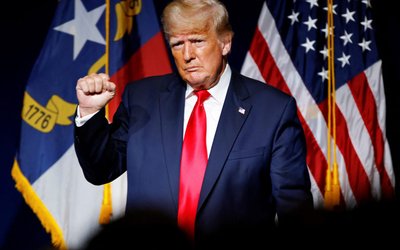 FILE PHOTO: Former U.S. President Donald Trump at the North Carolina GOP convention dinner in Greenville