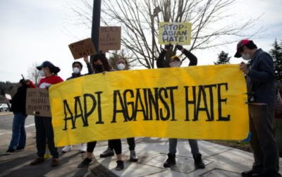 A pre-planned rally against anti-Asian hate crimes held by the Asian American Pacific Islanders Organizing Coalition Against Hate and Bias in Newcastle