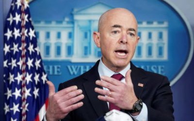 FILE PHOTO: DHS Secretary Mayorkas speaks at the White House in Washington