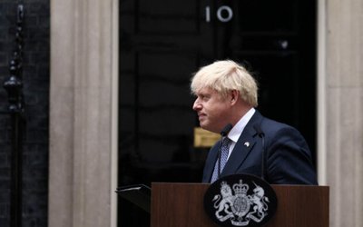 British PM Johnson speaks at Downing Street