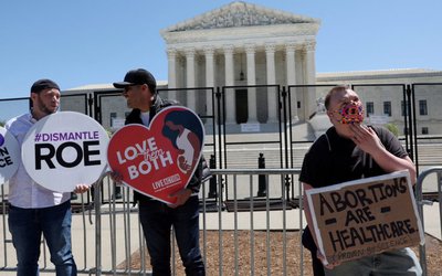 FILE PHOTO: People rally for and against abortion rights outside of the U.S. Supreme Court in Washington