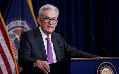 Federal Reserve Board Chairman Powell attends a press conference, in Washington
