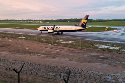 A Ryanair aircraft, which was diverted to Belarus, lands at Vilnius Airport in Vilnius