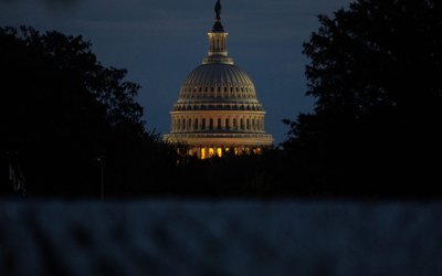 The U.S. Capitol building is pictured at dawn along the National Mall in Washington