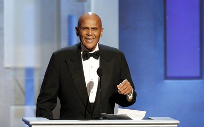 Belafonte speaks as he accepts the Spingarn Award during the 44th Annual NAACP Image Awards at the Shrine Auditorium in Los Angeles