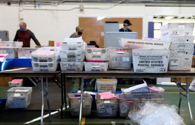Mail-in ballots are counted in Chester County, Pennsylvania