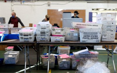 Mail-in ballots are counted in Chester County, Pennsylvania