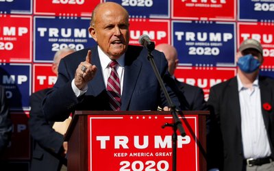 Former New York City Mayor Rudy Giuliani, personal attorney to U.S. President Donald Trump speaks in Philadelphia