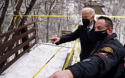 U.S. President Joe Biden visits the site of bridge collapse in Pittsburgh, Pennsylvania