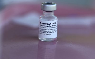 A Pfizer-BioNTech coronavirus disease (COVID-19) vaccination is seen as part of a vaccine drive by the Fernandeno Tataviam Band of Mission Indians in Arleta, Los Angeles