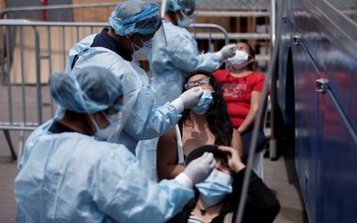 People get tested for coronavirus disease (COVID-19) in Lima