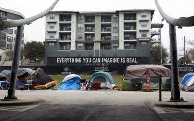 Feb 13, 2021; Austin, TX, USA; Warming centers have opened Saturday for people experiencing homelessness as temperatures