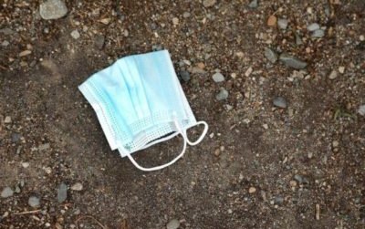 Discarded face masks in Wampatuck State Park Hingham. Part of a larger issue about medical trash on Tuesday April 13, 2021 Greg