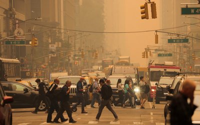 Haze and smoke caused by wildfires in Canada blanket New York City