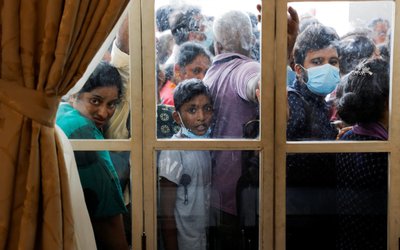 Demonstrators protest inside the President's House and Presidential secretariat, after President Gotabaya Rajapaksa fled, in Colombo