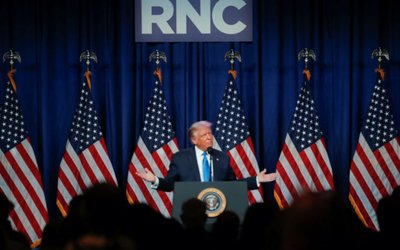 U.S. President Donald Trump makes an appearance at the Republican National Convention in Charlotte