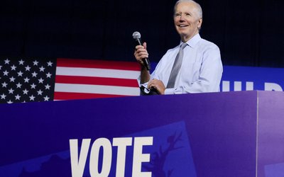 U.S. President Biden attends a rally with Democratic nominee for Maryland Governor Moore, Senator Van Hollen and other Maryland Democrats, in Bowie