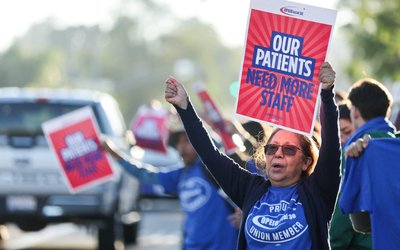 A coalition of Kaiser Permanente Unions start a three day strike across the U.S. over a new contract, in San Diego