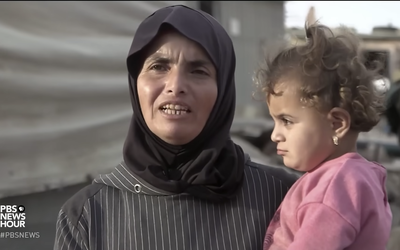 Screenshot of Sana’a Makharza, West Bank resident: PBS NewsHour