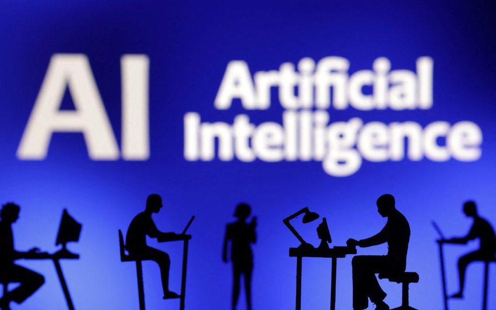 Illustration shows words "Artificial Intelligence AI\