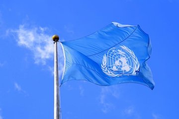 The United Nations flag is seen during the 74th session of the United Nations General Assembly at U.N. headquarters in New York City, New York, U.S.