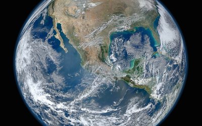 A 'Blue Marble' image of the Earth taken from the VIIRS instrument aboard NASA's most recently launched Earth-observing satellite - Suomi NPP