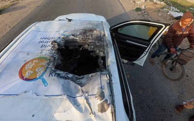 Site of a strike on WCK vehicle in central Gaza Strip