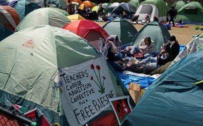 Student protest encampment in support of Palestinians at Columbia University, in New York City
