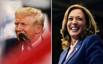 FILE PHOTO: A combination picture shows Republican presidential nominee and former U.S. President Trump and U.S. Vice President and Democratic presidential candidate Harris