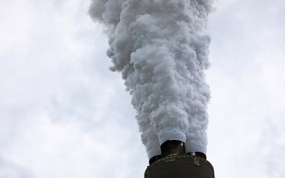 Exhaust rises from the stacks of the Harrison Power Station in Haywood