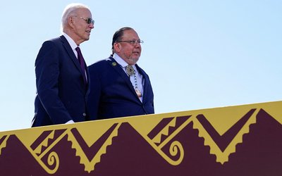 U.S. President Joe Biden delivers remarks in Gila River Indian Community