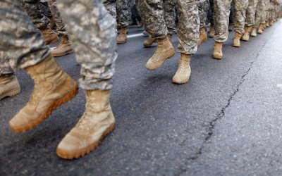 Members of the Army march up 5th Avenue during the Veterans Day Parade in New York