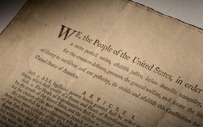 Handout image of an extremely rare official first-edition printed copy of the U.S. Constitution as adopted by delegates to the Constitutional Convention in Philadelphia in 1787