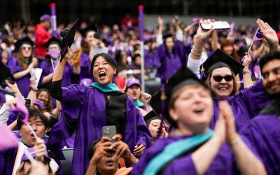 New York University (NYU) graduation ceremony at Yankee Stadium in New York