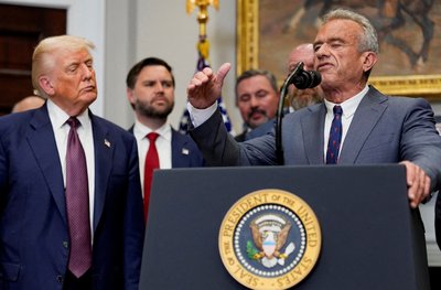 FILE PHOTO: U.S. Health and Human Services (HHS) Secretary Robert F. Kennedy Jr. delivers remarks at the White House in Washington, D.C.