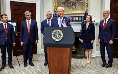 U.S. President Donald Trump makes an announcement at the White House, in Washington, D.C.
