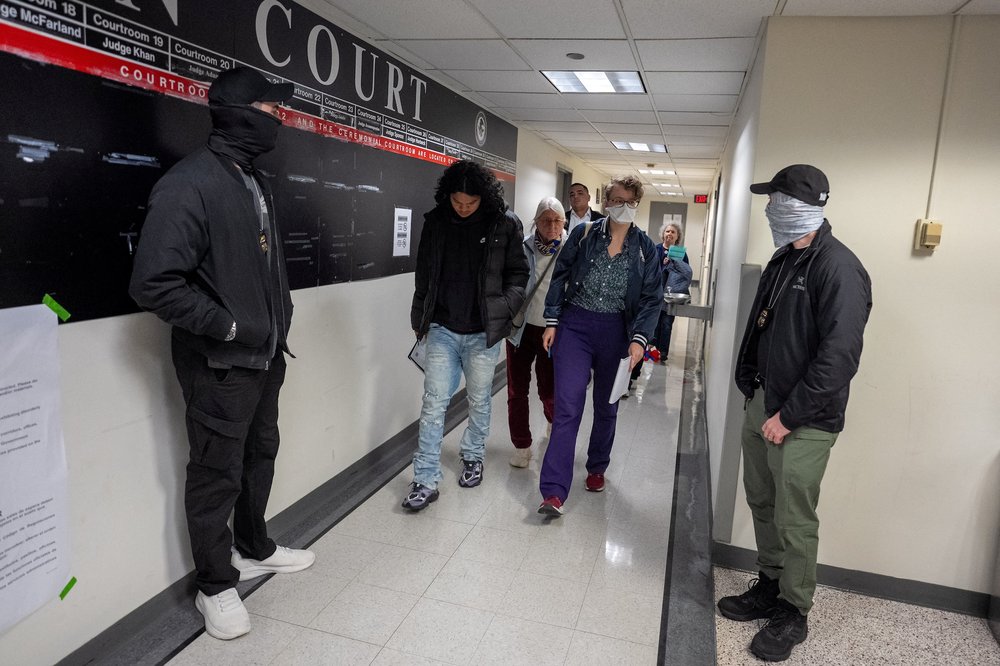 Federal immigration officers at U.S. Immigration Court in New York City