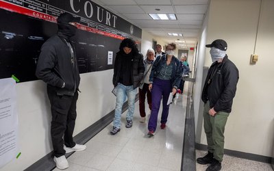 Federal immigration officers at U.S. Immigration Court in New York City